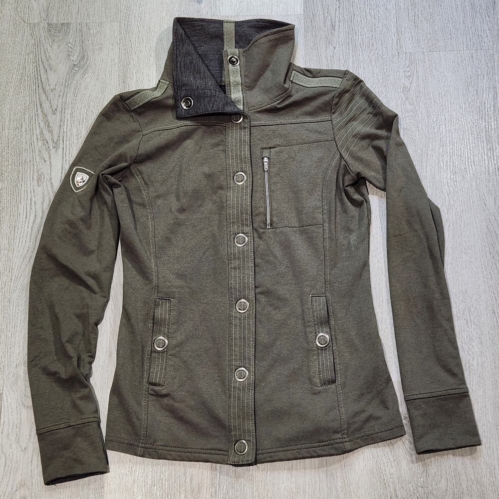 Kuhl Krush Jacket Womens XS Military Green Snap Zipper Outdoor Hiking Gorpcore
